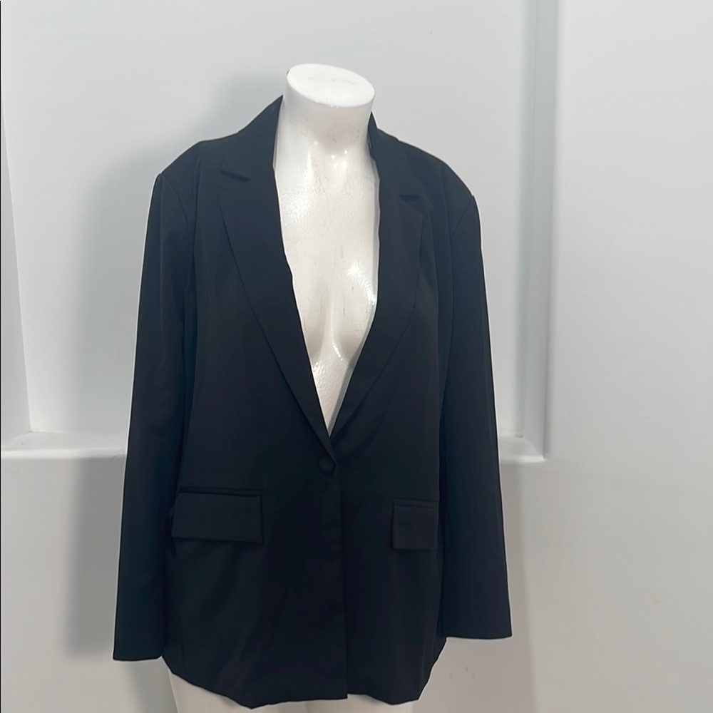 LUYAA Classic Black Single-Breasted Blazer with Notched Lapels Size 2XL NWT